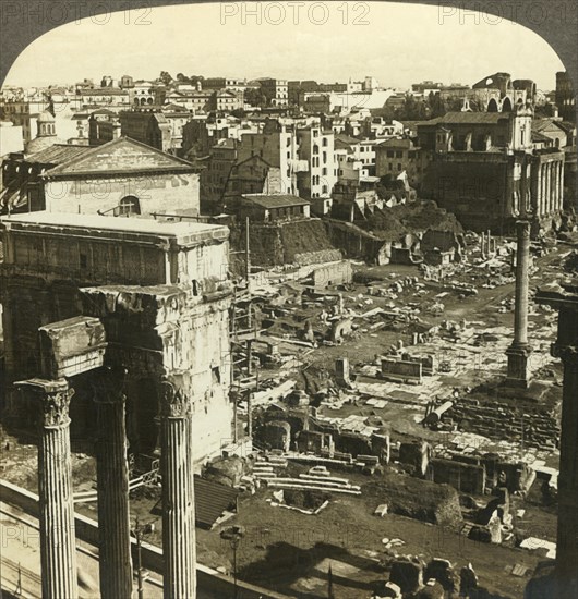 'Temple of Vespasian and Arch of Severus, east from Capitol, Rome, Italy', c1909. Creator: Unknown.