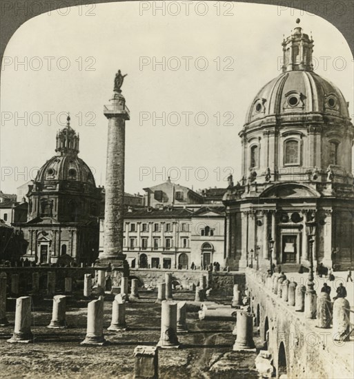 'Trajan's Forum and Column (147 feet high), (N.W.), Rome, Italy', c1909. Creator: Unknown.