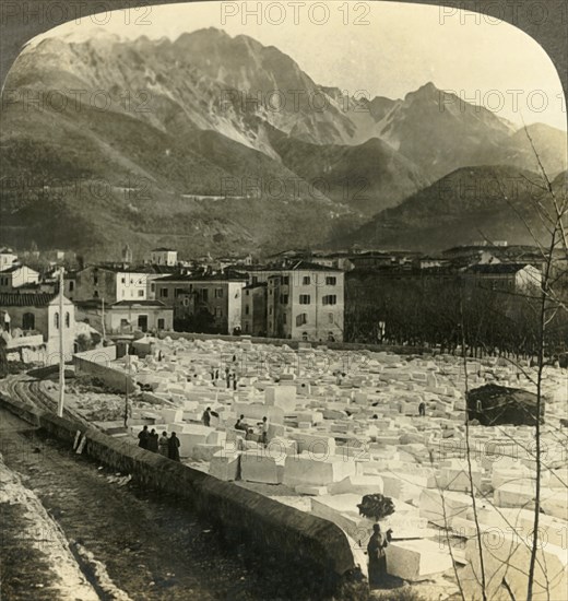 marbre blocks for the finest sculptures at Carrara, Italy', c1909. Creator: Unknown.