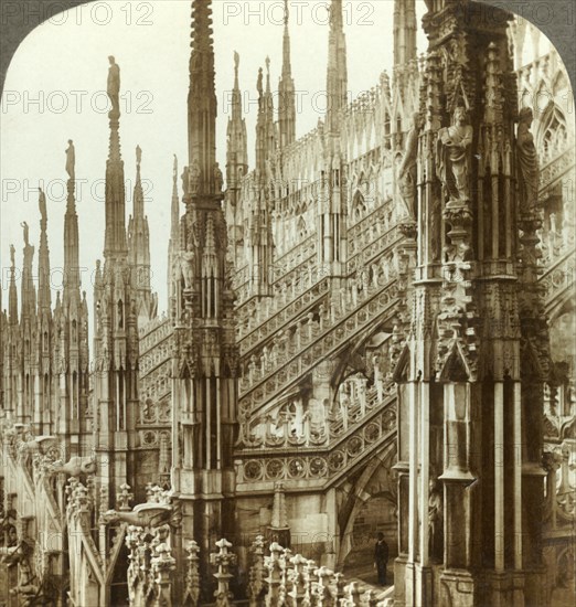 'The Cathedral of Milan - up among its myriad spires, Italy', c1909. Creator: Unknown.