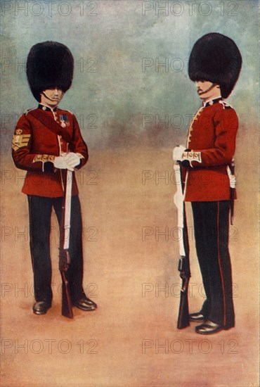 'Colour-Sergeant and Private, the Scots Guards', 1900. Creator: Gregory & Co.