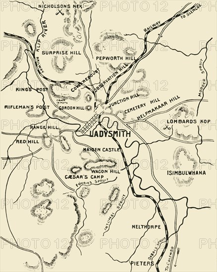 'Map of Ladysmith and Surrounding Heights', 1900. Creator: Unknown.