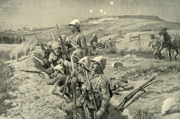 'Fix Bayonets! - Repelling an Attack from the Trenches around Ladysmith', 1900. Creator: Richard Caton Woodville II.