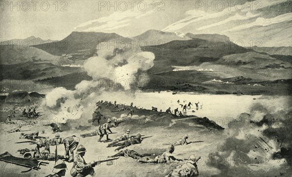 'The Battle of Colenso - The Dublin Fusiliers Attempt to Ford the Tugela', 1900. Creators: René Bull, Enoch Ward.