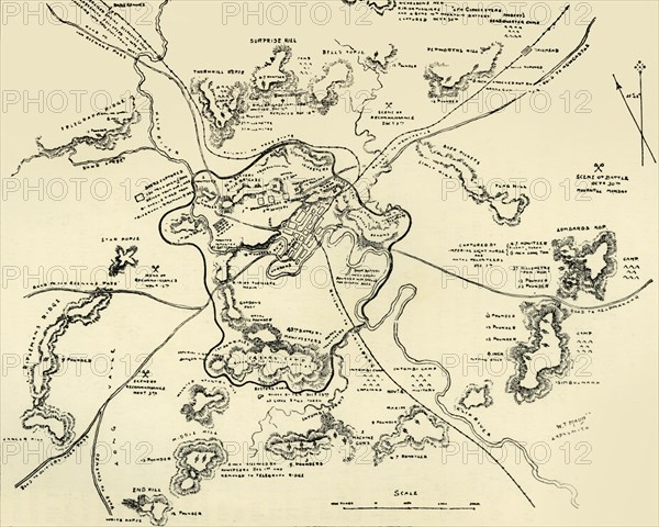 'Plan of Ladysmith and Chronicle of Events', 1900. Creators: Unknown, William T Maud.