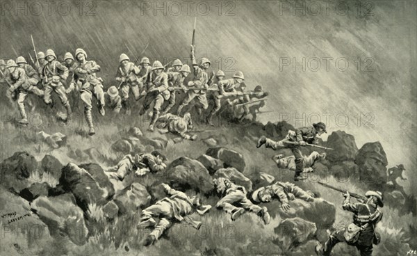'The Great Assault on Ladysmith - The Devon's Clearing Wagon Hill', 1900. Creator: William T Maud.