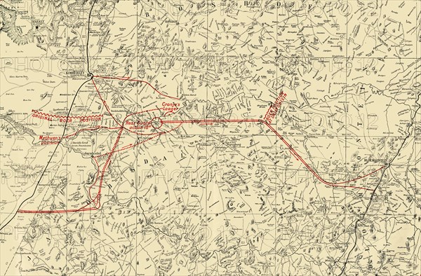 'Map Illustrating the Movements for the Relief of Kimberley and the Capture of Bloemfontein', 1900. Creator: Unknown.