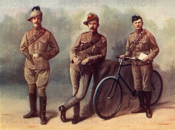 'South African Light Horse (Trooper), Brabant's Horse (Trooper), Duke of Edinburgh's Volunteer Rifle Creator: JE Bruton.