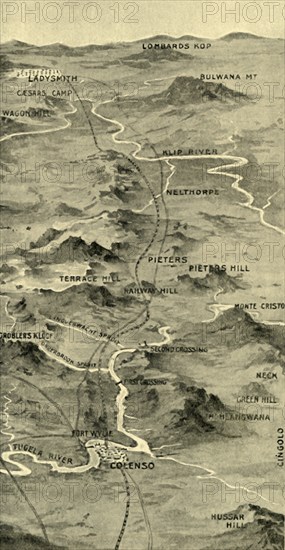 'Balloon Map Illustrating the Battle of Pieters and Relief of Ladysmith', 1900. Creator: Unknown.