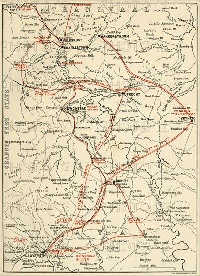 'Map Illustrating General Buller's Campaign in Natal - May-June 1900', 1901. Creator: Unknown.