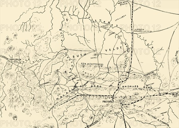 'The Battlefields of Pretoria. (From a personal survey).', 1901. Creator: Unknown.