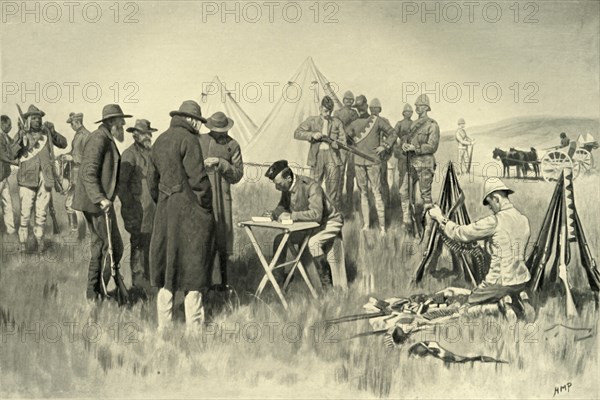 'Boers Taking the Oath of Neutrality at Greylingstad', 1901. Creator: Henry Marriott Paget.