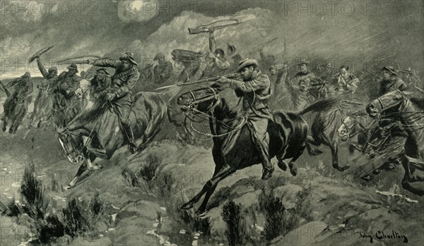 'The Fight at Brakenlaagte: Boers Charging', 1902. Creator: John Charlton.