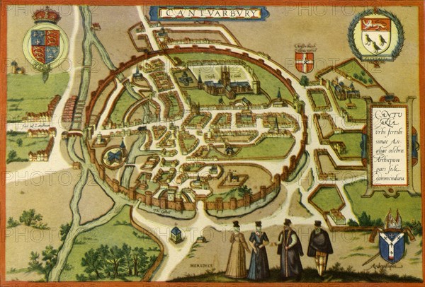 'Plan of Canterbury in the Sixteenth Century', (1943). Creator: Frans Hogenberg.