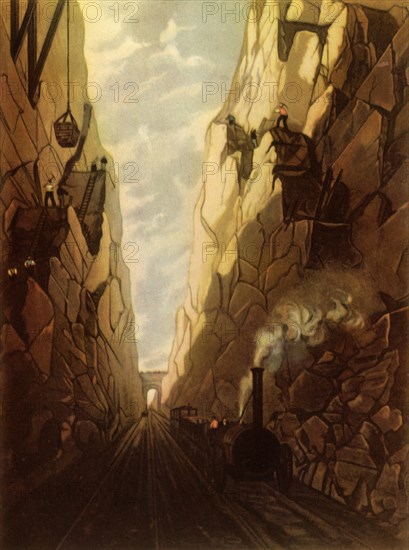 'Olive Mount Cutting on the Liverpool and Manchester Railway', 1831, (1945).  Creator: Thomas Talbot Bury.