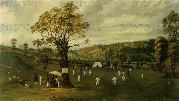 'Cricket Match Between Nottingham and Leicester, c.1829', (1947).  Creator: Unknown.