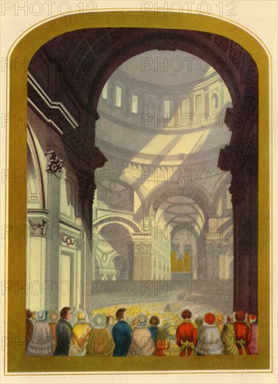 'A Service in St. Paul's Cathedral', c1850, (1947). Creator: Bradshaw & Blacklock.