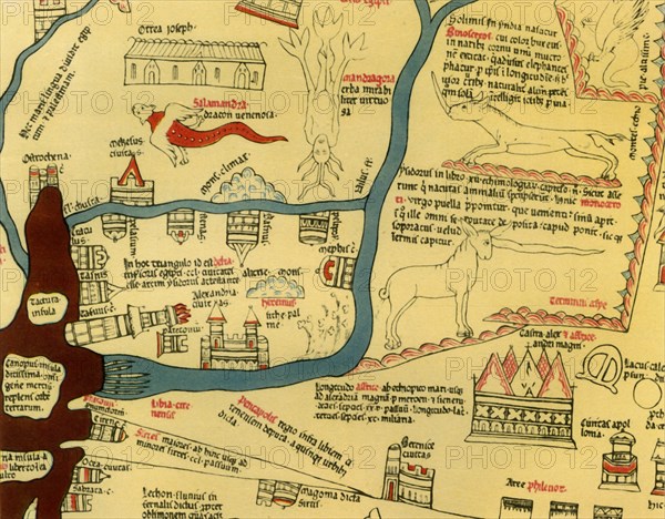 'Hereford World Map, c.1280', 1944. Creator: Richard de Bello.