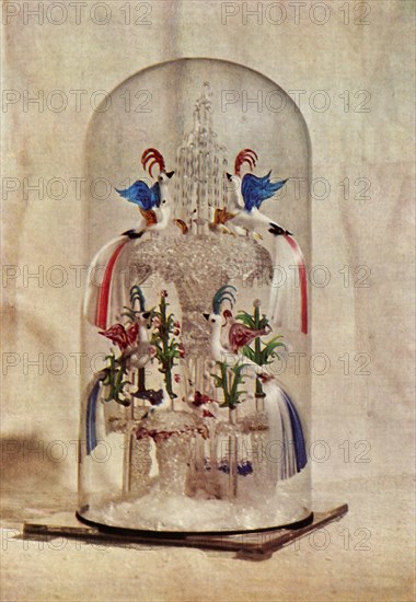 Early Victorian glass fountain with birds, mid 19th century, (1946).  Creator: Unknown.