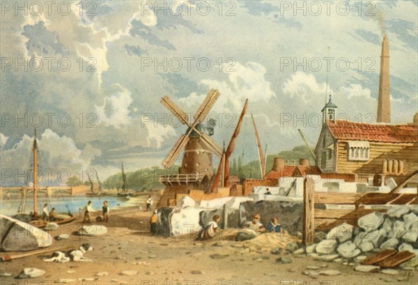 Randalls Flint Mill, Nine Elms, Battersea, 1830, (1947).  Creator: John Varley I.