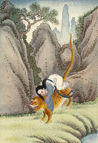 'The Tiger Carries Off Miao Shan', 1922. Creator: Unknown.