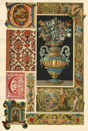 Italian Renaissance illumination, weaving, and marble-mosaic, (1898). Creator: Unknown.