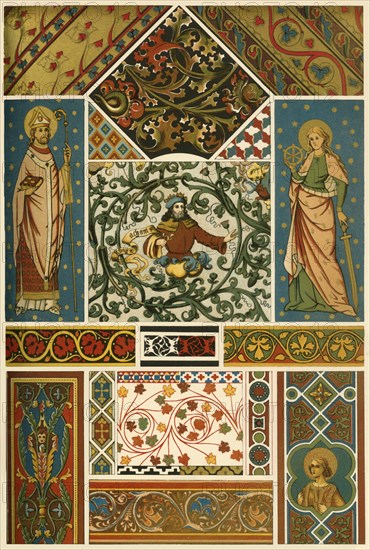 Medieval ceiling and wall painting, (1898). Creator: Unknown.