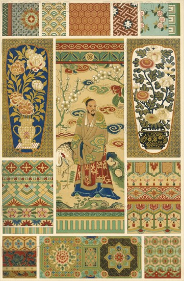 Japanese weaving, painting and cloisonné, (1898). Creator: Unknown.