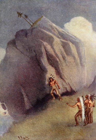 'He leaned his shoulder against the rock', 1914. Creator: Unknown.