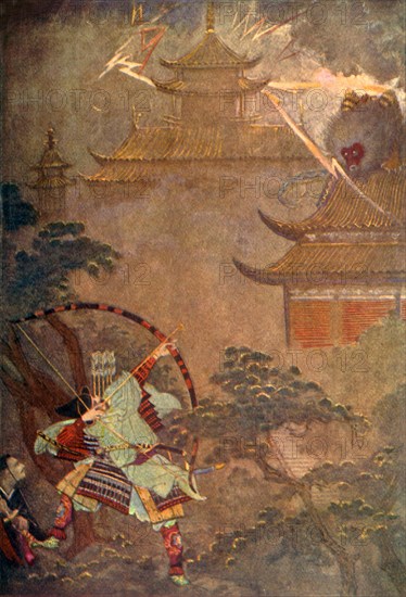 'Yorimasa slays the Vampire', 1912. Creator: Evelyn Paul.