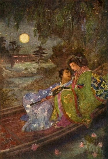 'The Lovers who exchanged Fans', 1912. Creator: Evelyn Paul.