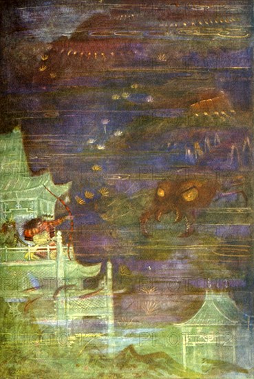 'Hidesato and the Centipede', 1912. Creator: Evelyn Paul.