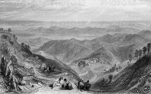 'Mussooree and the Dhoon, from Landour', 1838. Creator: George Francis White.