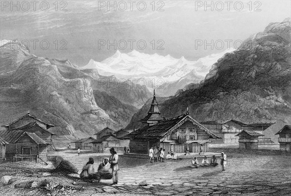 'Kursalee, - A Village in the Himalaya Mountains, India', 1838. Creator: George Francis White.