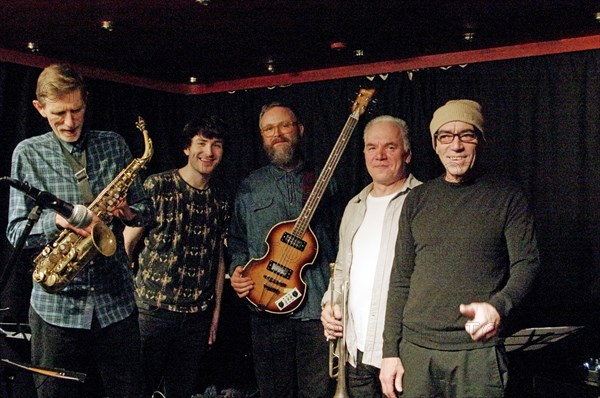 Steve Buckely, Chris Batchelor, Gene, Zone-B, Verdict Jazz Club, Brighton, East Sussex, 13 Dec 2019. Creator: Brian O'Connor.