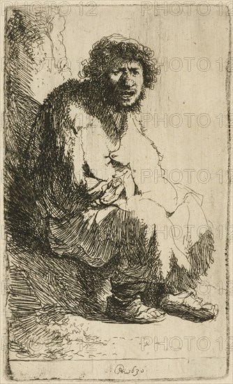 Beggar seated on a bank, 1630. Creator: Rembrandt Harmensz van Rijn.