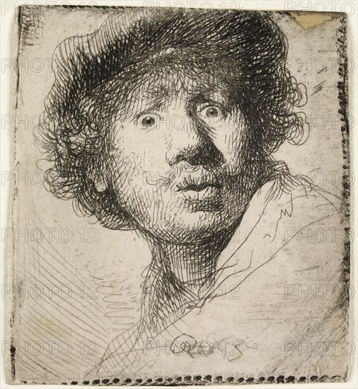 Self-portrait in a cap: open mouthed, 1630. Creator: Rembrandt Harmensz van Rijn.