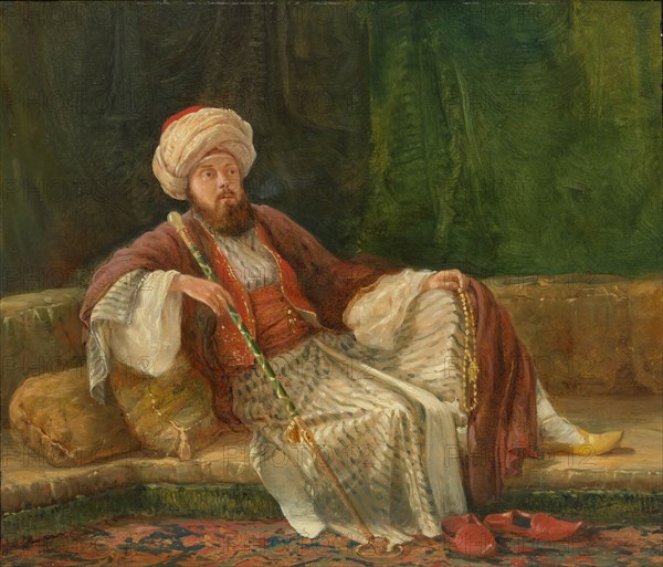 Western Gentleman in Oriental Costume. Creator: British Painter (ca. 1840-45).