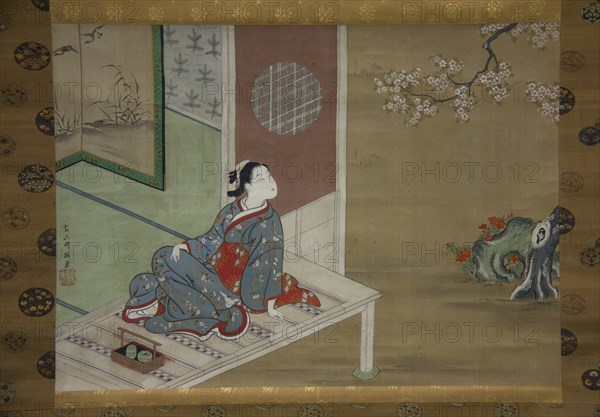 Courtesan Resting on the Veranda, 18th century. Creator: Furuyama Moromasa.