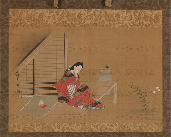 Young Woman on a Veranda, second half of the 17th century. Creator: Furuyama Moroshige.