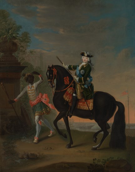 The Empress Elizabeth of Russia (1709-1762) on Horseback, Attended by a Page, after 1743-49. Creator: Georg Cristoph Grooth.