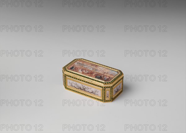 Snuffbox with theatrical scenes of a rope dancer and a puppet show, 1778-79. Creator: Joseph Etienne Blerzy.