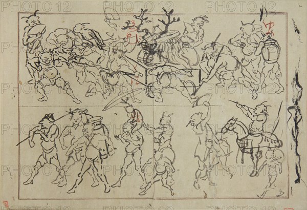 Preliminary Drawings of Demons, late 19th century. Creator: Kawanabe Kyosai.