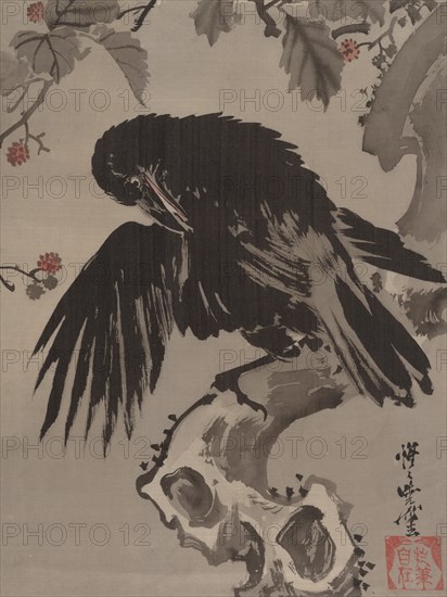 Crow on a Branch, ca. 1887. Creator: Kawanabe Kyosai.