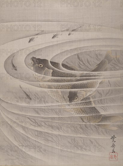 Fish in a Whirlpool, ca. 1887. Creator: Kawanabe Kyosai.