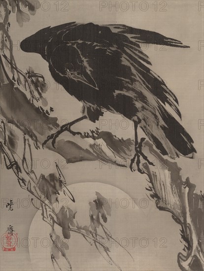 Crow and the Moon, ca. 1887. Creator: Kawanabe Kyosai.