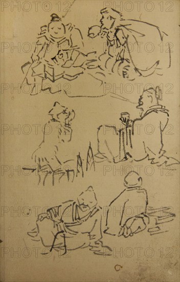 Sketches of East Asian Legendary Figures, late 19th century. Creator: Kawanabe Kyosai.