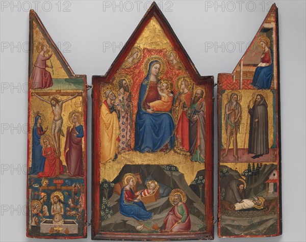 Madonna and Child Enthroned with Saints... , and (below) the Nativity..., ca. 1380-90. Creator: Matteo di Pacino.