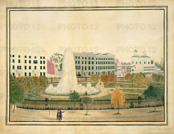 Union Park, New York, ca. 1845. Creator: Sarah Fairchild.