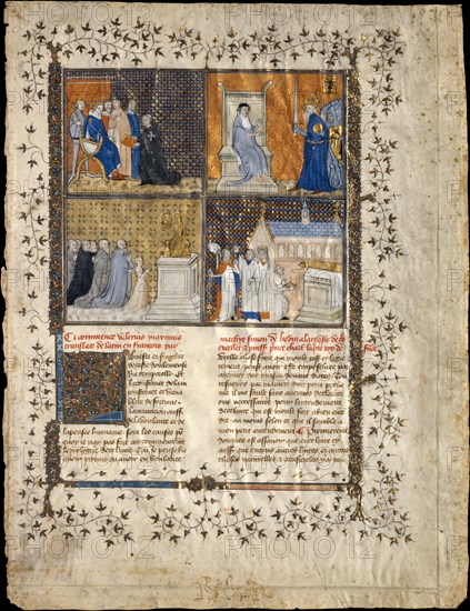 Leaf from a Manuscript of Valerius Maximus, ca. 1380-90. Creator: Workshop of Pierre Remiet (documented 1368-1396).